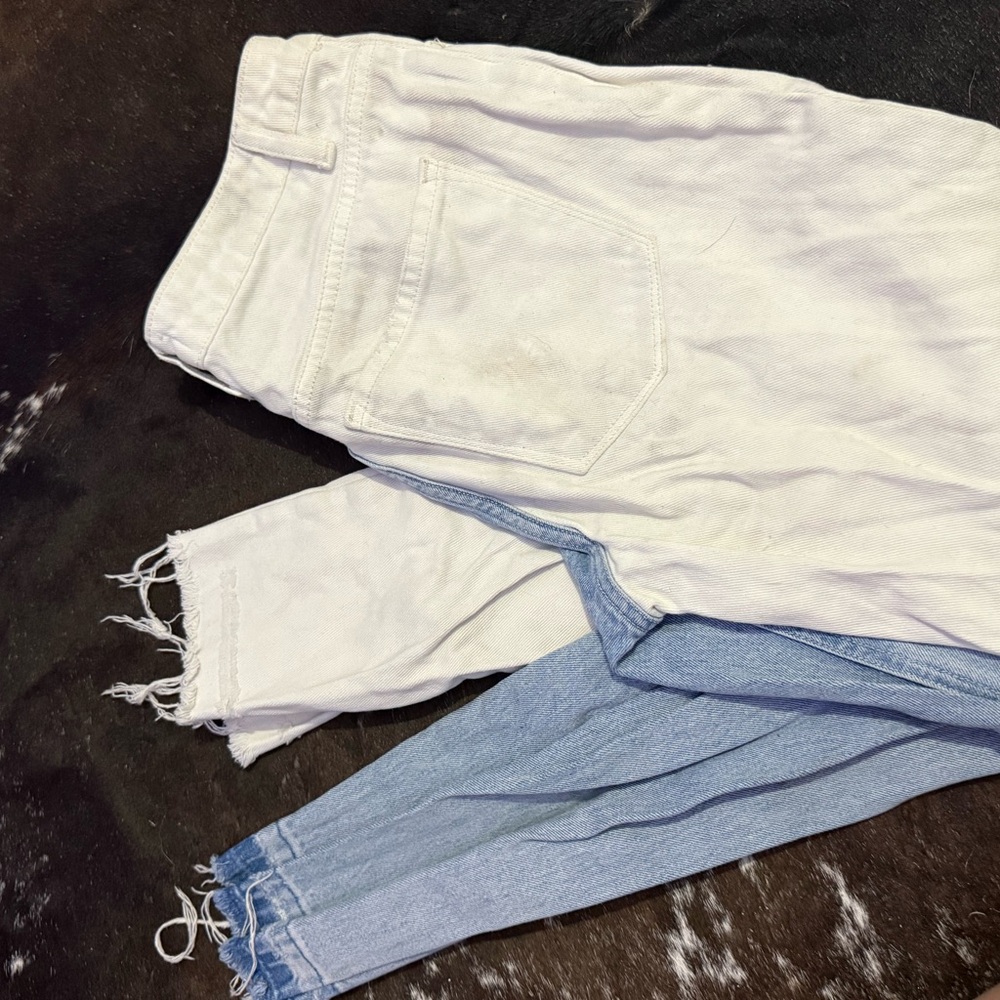 VERVET BY FLYING MONKEY White and Light Blue Ankle Jeans